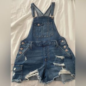 dark blue denim shortalls